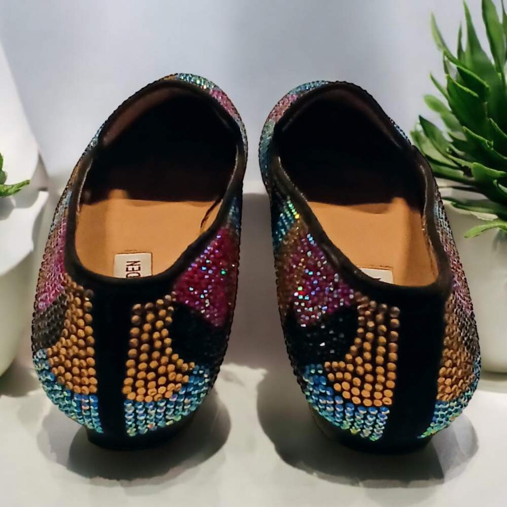 Steve Madden Concord Size 8 Multi-colored Rhinestone Flats - Picture 10 of 16